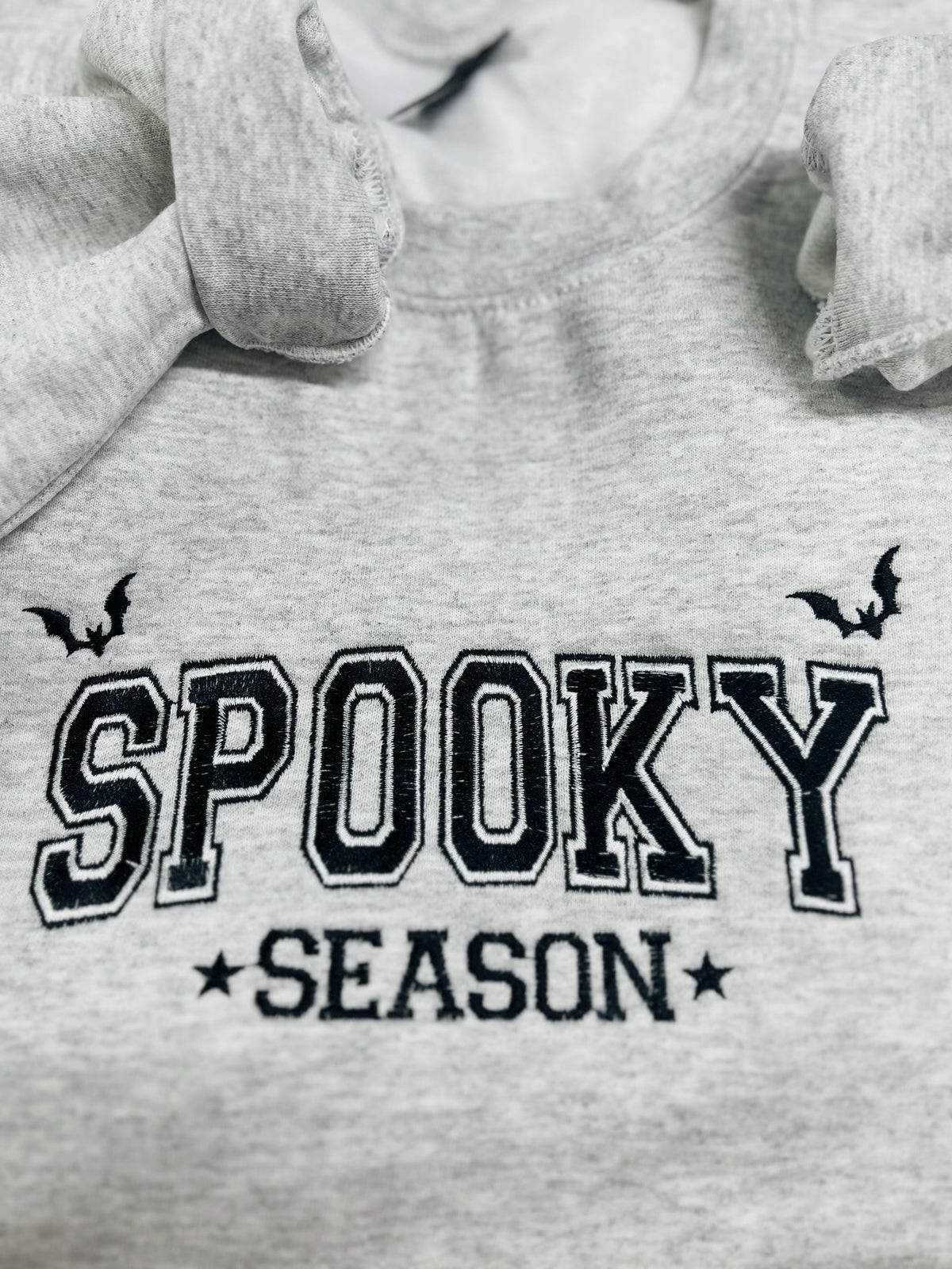 Embroidered Halloween Spooky Season Sweatshirt, Soft Fleece