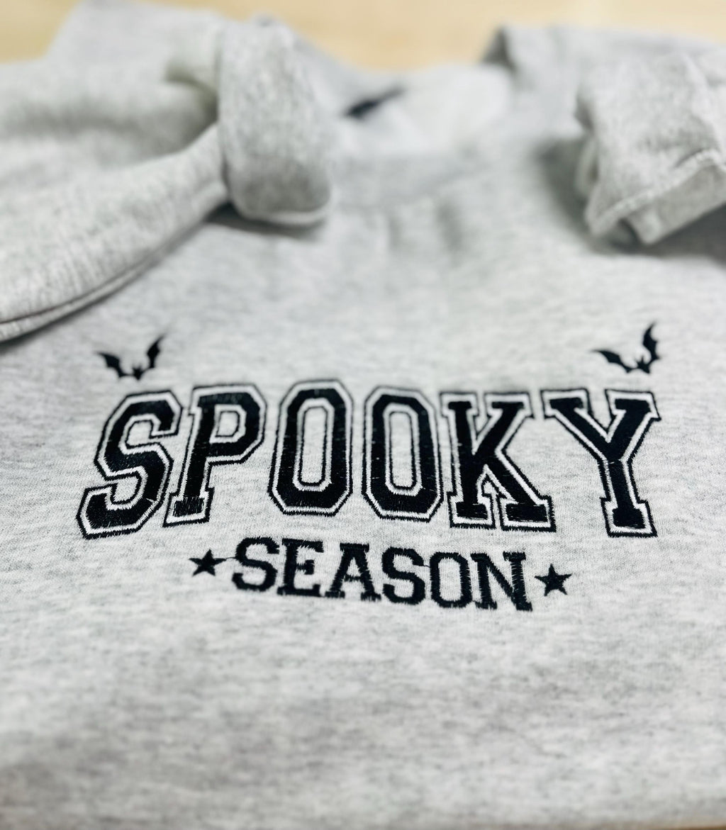 Embroidered Halloween Spooky Season Sweatshirt, Soft Fleece