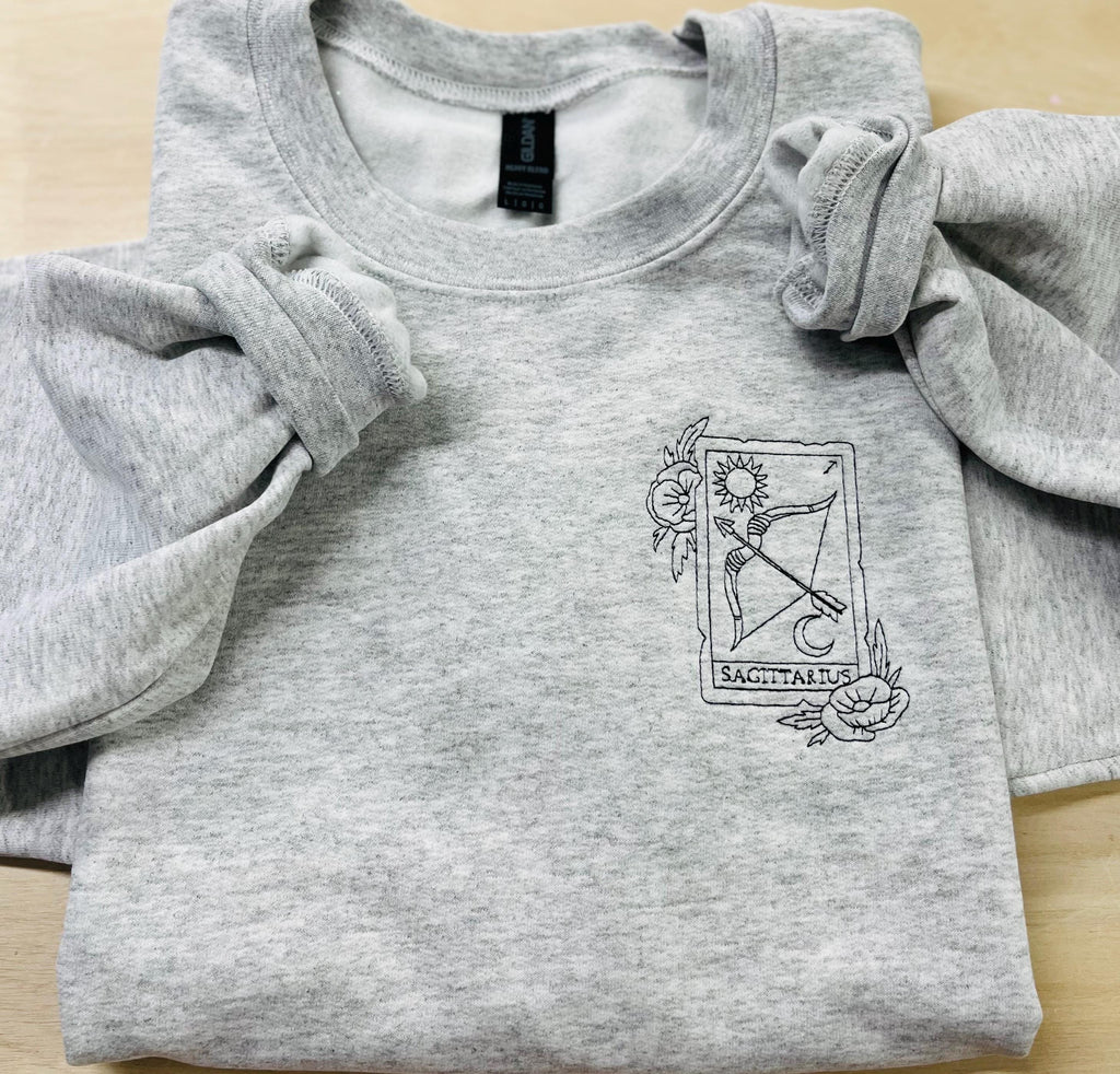 Tarot Card Zodiac Sign Embroidered Sweatshirt. Keeps you warm and cozy this fall season.