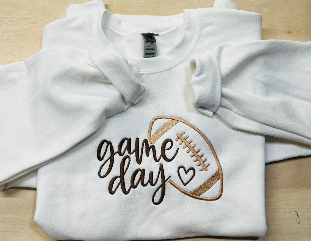 Embroidered Football Sweatshirt, "Game Day" Cozy Fall Apparel
