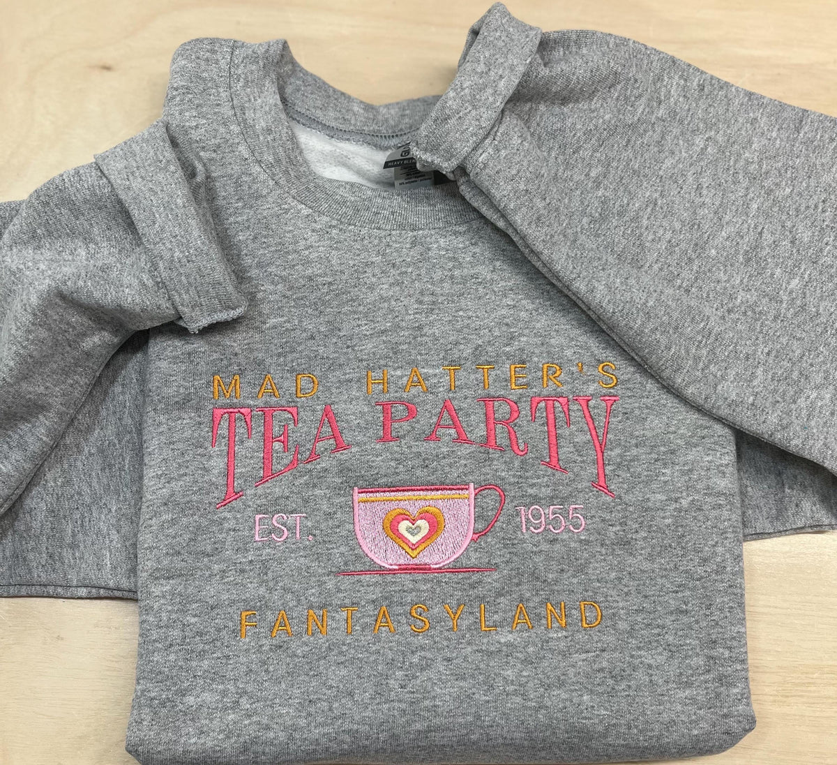 Embroidered Mad Hatter Tea Party Sweatshirt, Magical Fantasyland Apparel