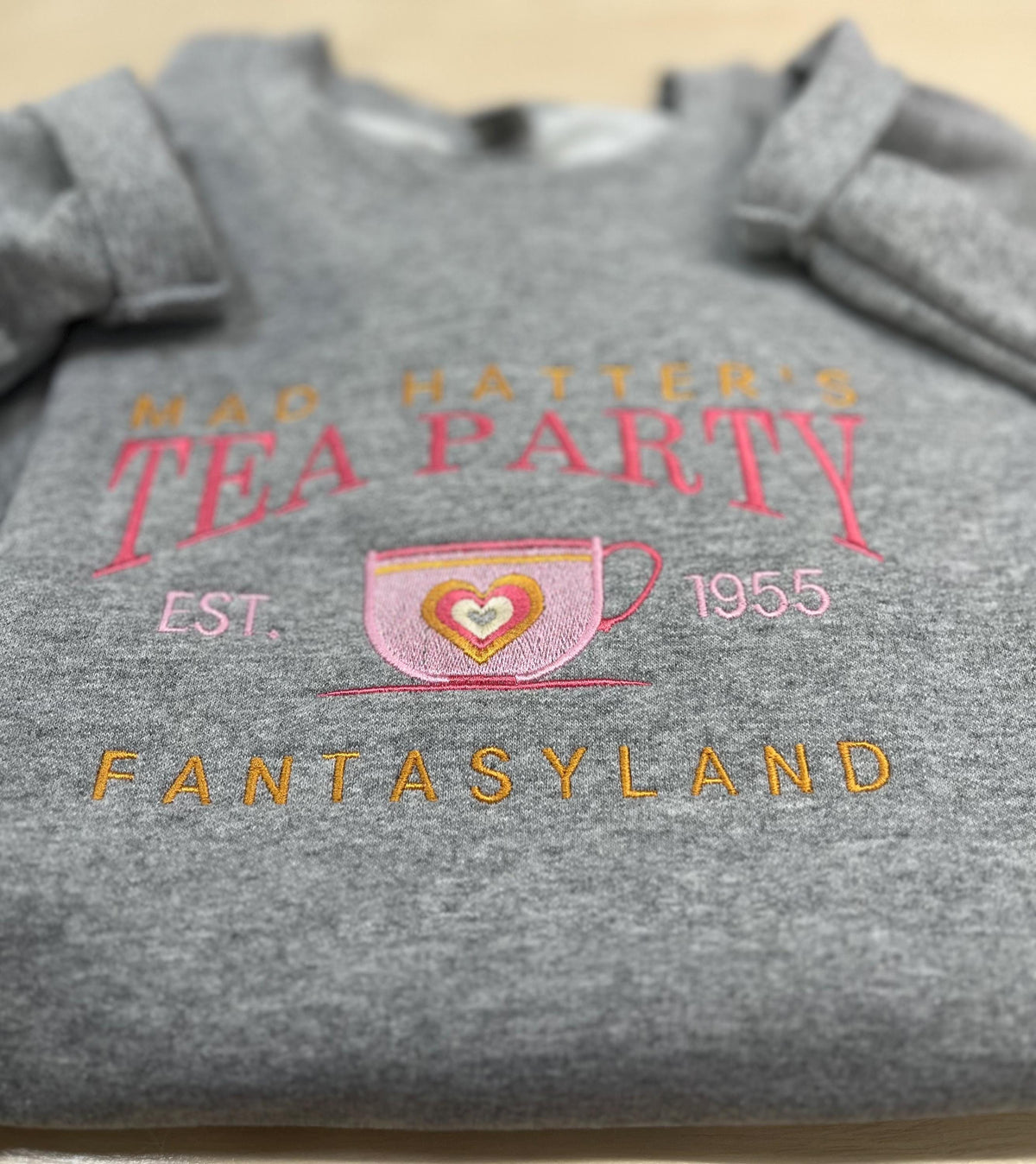 Embroidered Mad Hatter Tea Party Sweatshirt, Magical Fantasyland Apparel