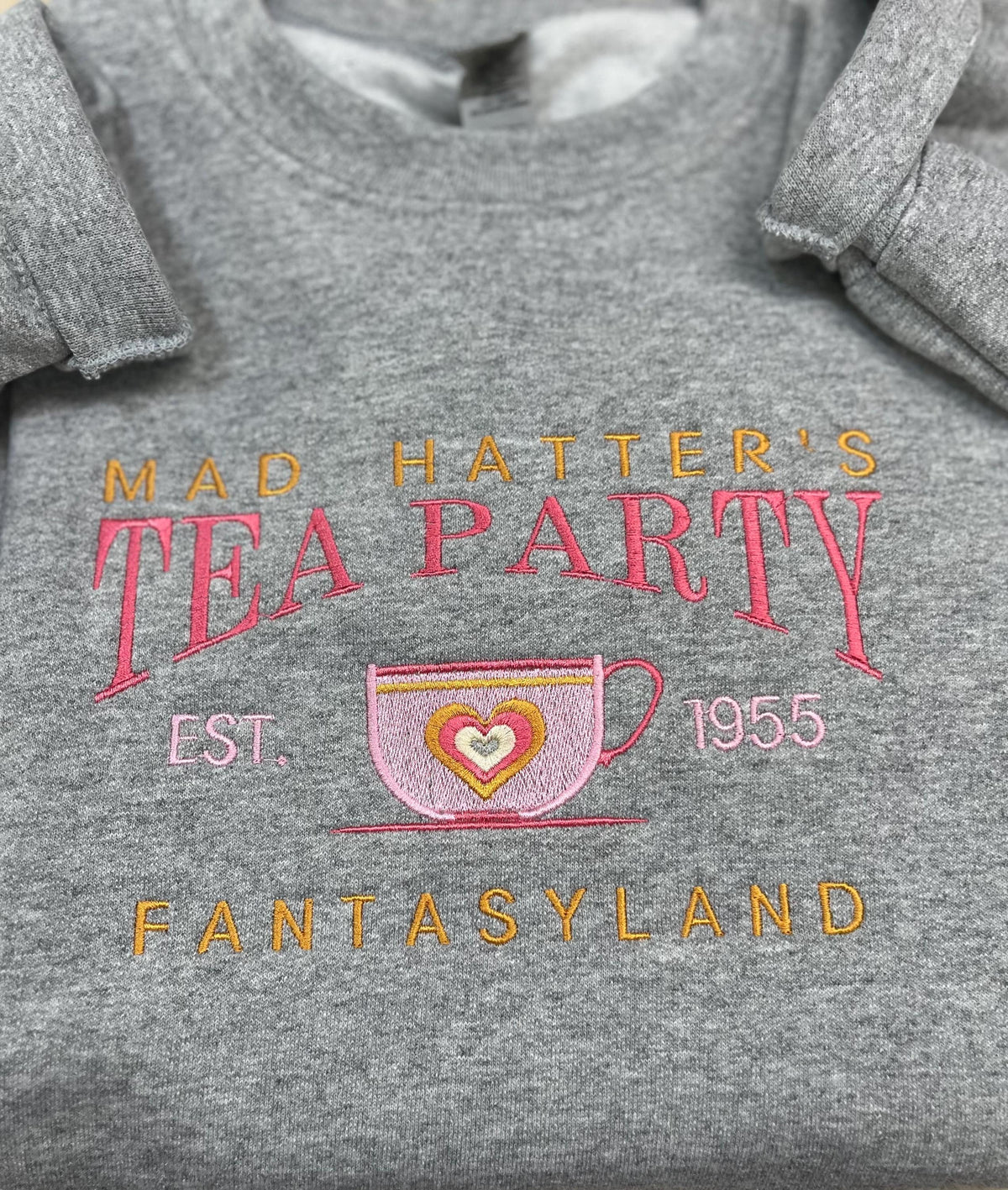 Embroidered Mad Hatter Tea Party Sweatshirt, Magical Fantasyland Apparel