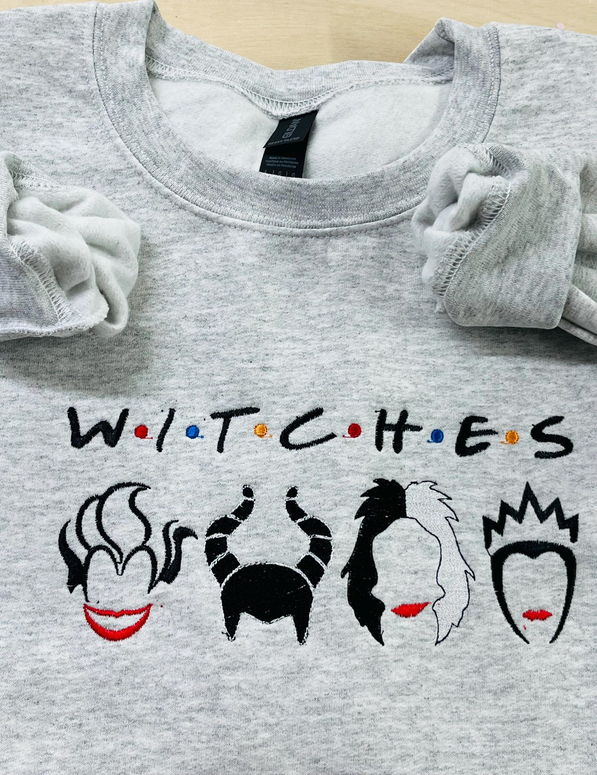 Halloween Villains Sweatshirt, Embroidered Witches Crewneck