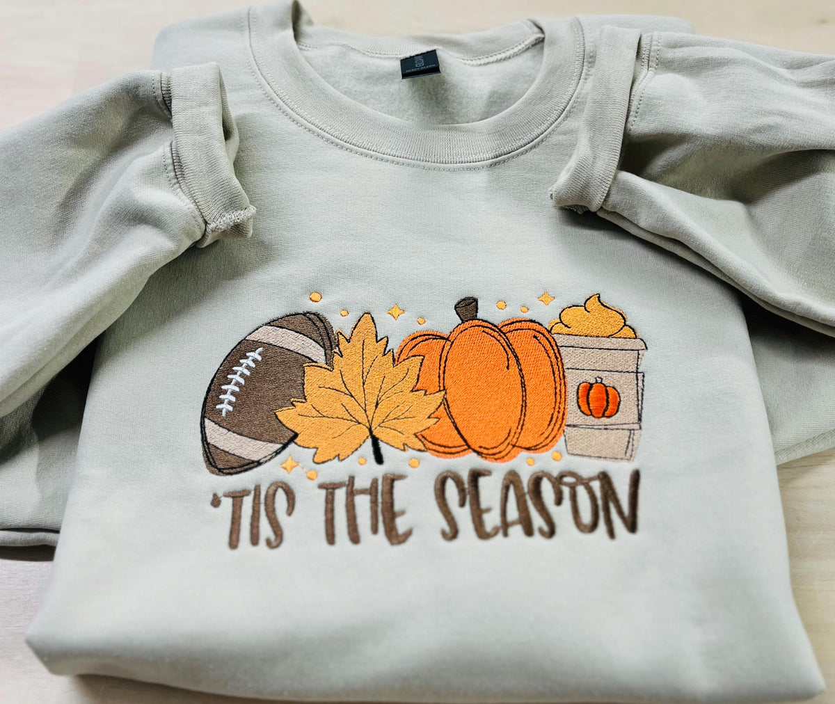 Embroidered Fall Sweatshirt, Football, Pumpkin Latte, Autumn Vibes