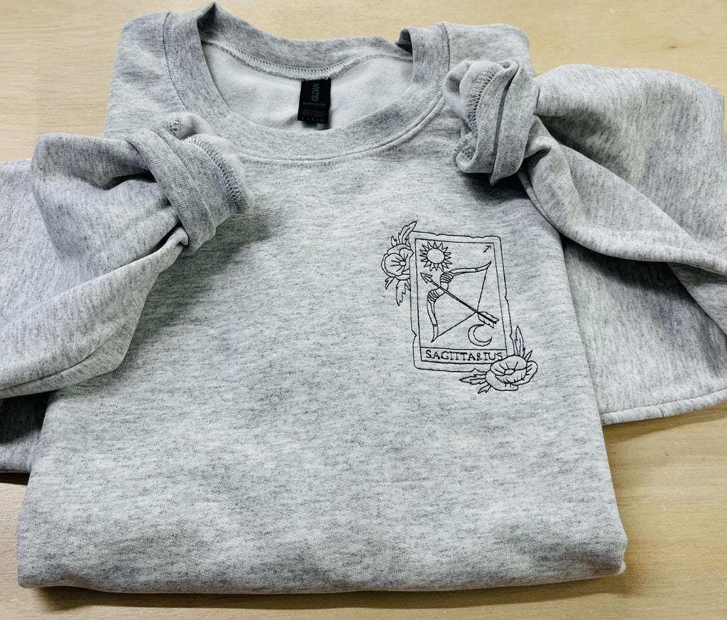Tarot Card Zodiac Sign Embroidered Sweatshirt. Keeps you warm and cozy this fall season.