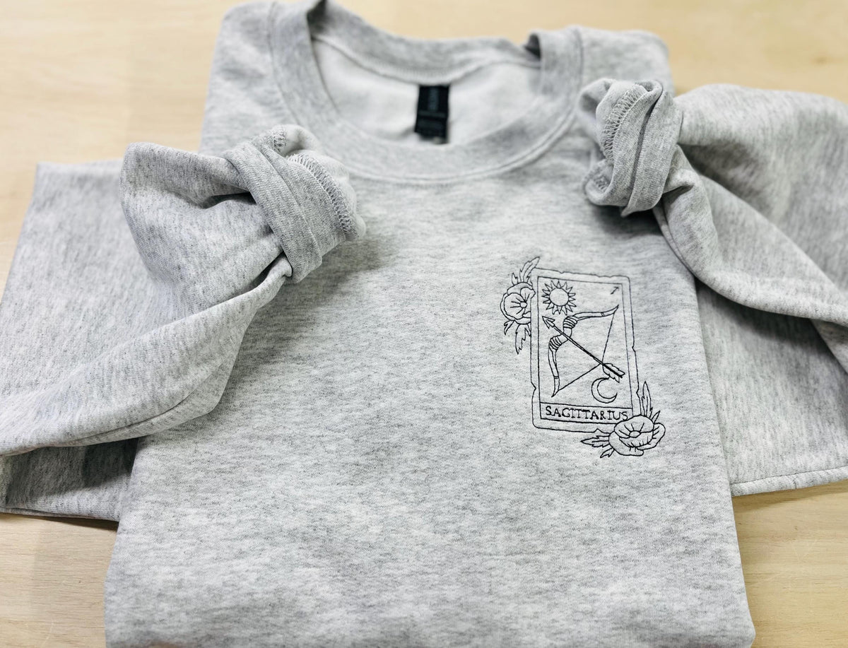 Tarot Card Zodiac Sign Embroidered Sweatshirt. Keeps you warm and cozy this fall season.