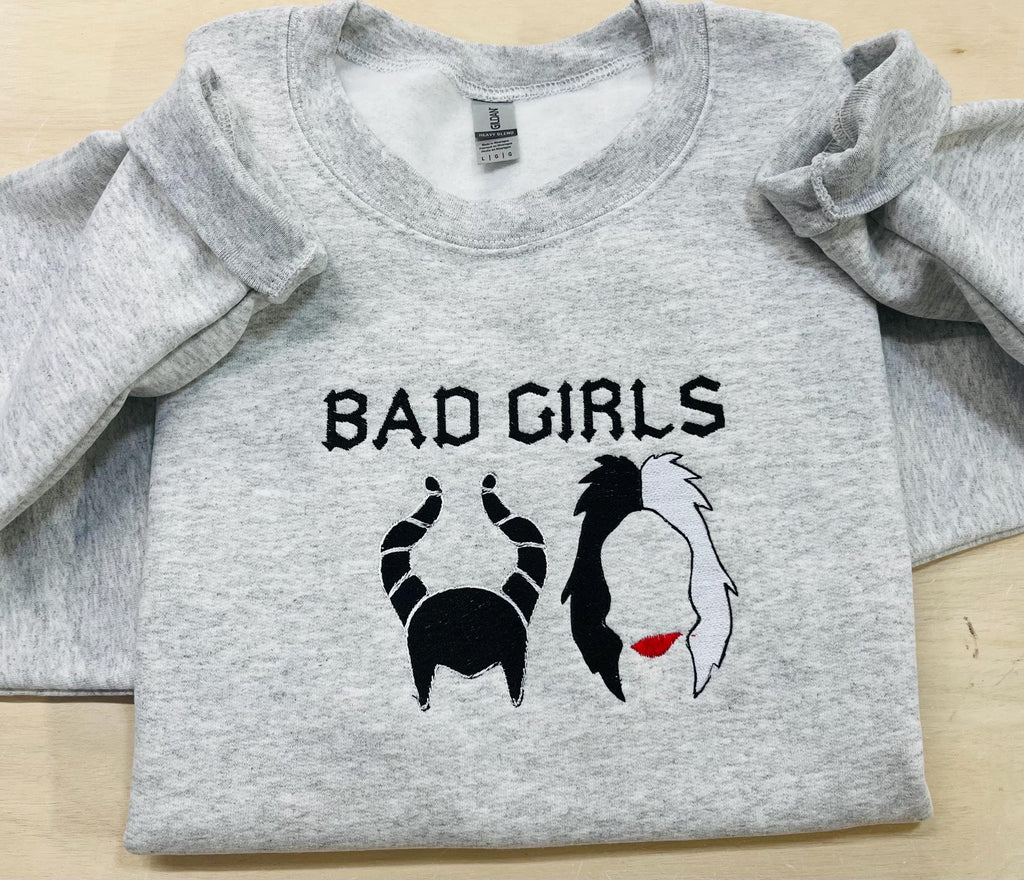 Disney Villains Embroidered Sweatshirt, Cruella, Maleficent, Bad Girls