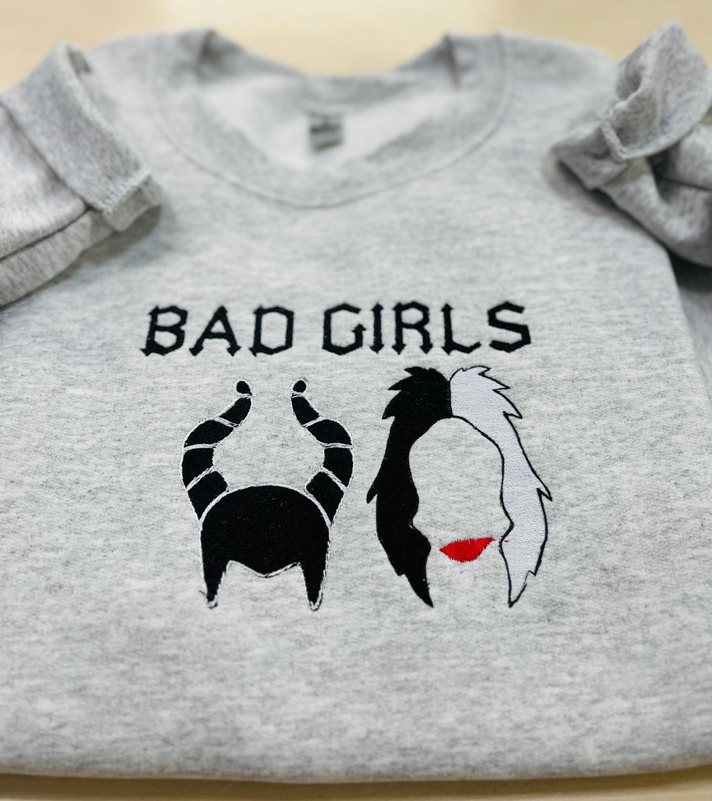 Disney Villains Embroidered Sweatshirt, Cruella, Maleficent, Bad Girls