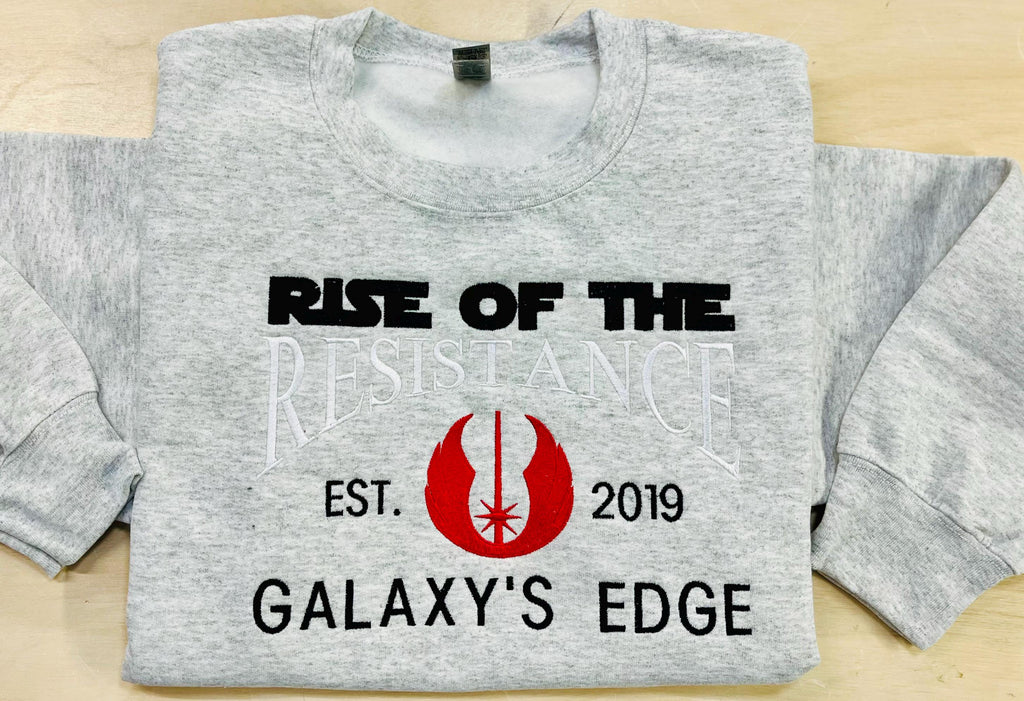 Rise of the Resistance Embroidered Sweatshirt- Est. 2019 Galaxy's Edge- Star Wars inspired Cozy Apparel