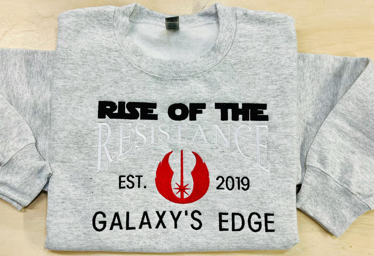 Rise of the Resistance Embroidered Sweatshirt- Est. 2019 Galaxy's Edge- Star Wars inspired Cozy Apparel