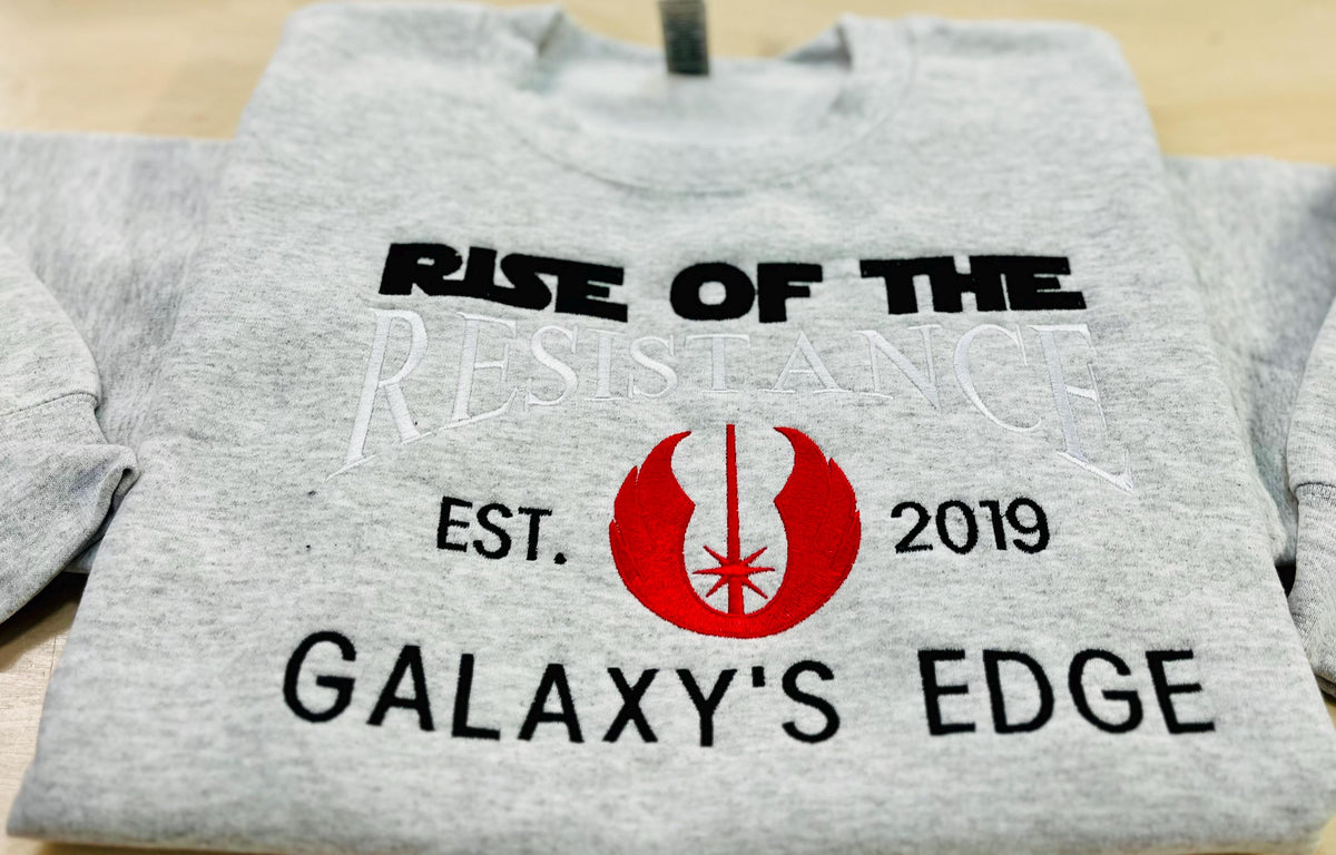 Rise of the Resistance Embroidered Sweatshirt- Est. 2019 Galaxy's Edge- Star Wars inspired Cozy Apparel