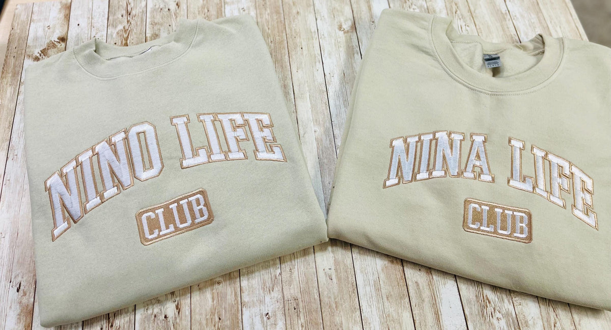 Nino! Nino Life Club embroidered soft and cozy sweatshirt. Perfect for your favorite Nino