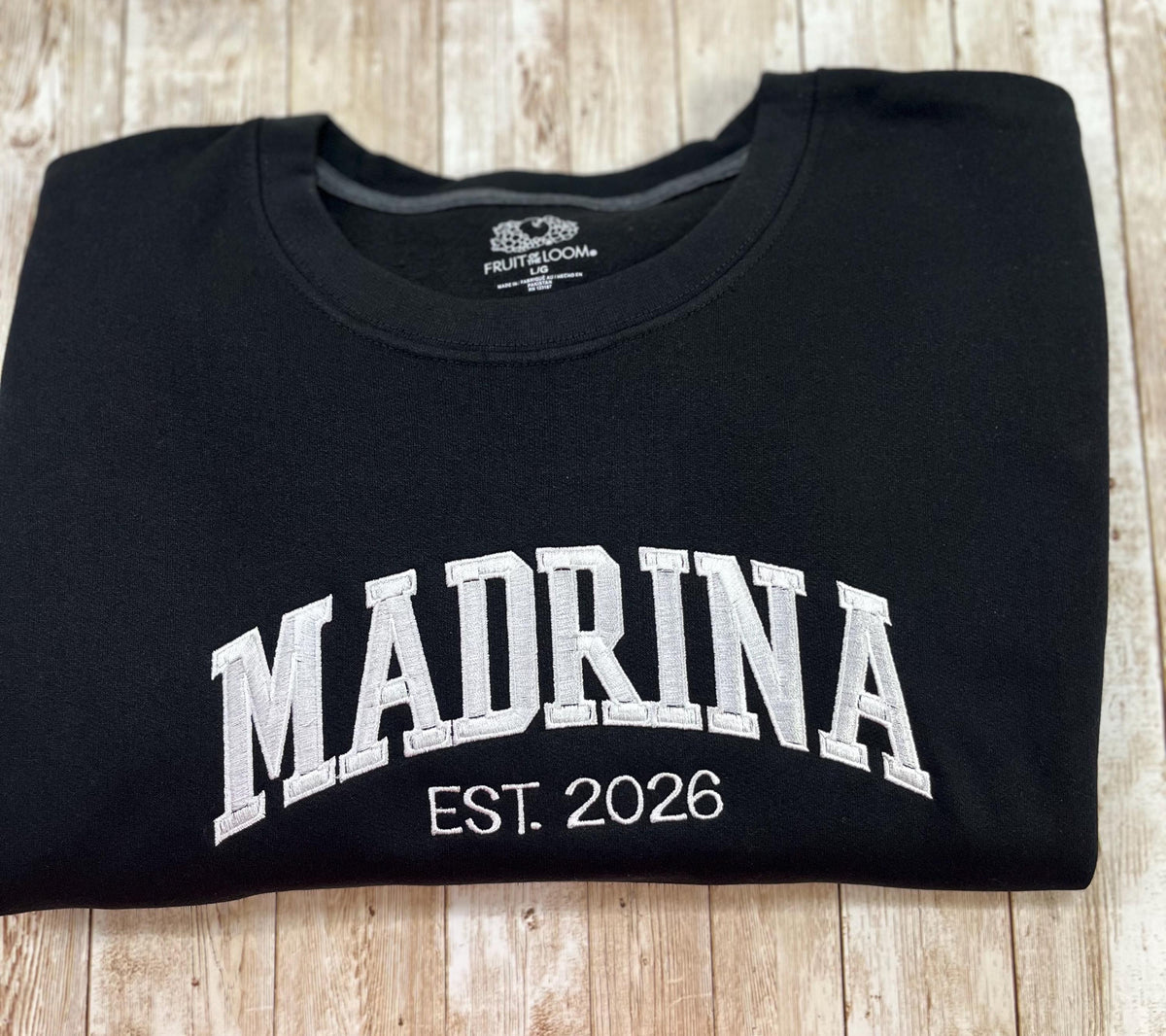Madrina embroidered soft and cozy sweatshirt. Perfect for your favorite Madrina!