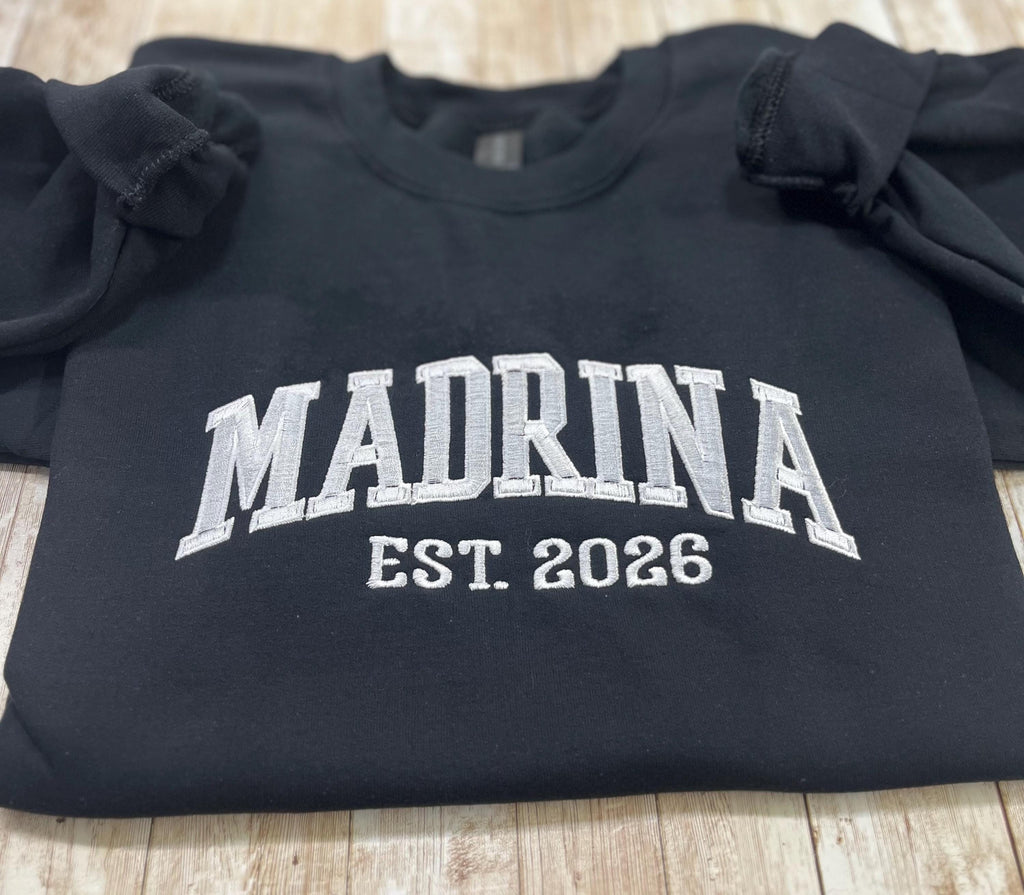Madrina embroidered soft and cozy sweatshirt. Perfect for your favorite Madrina!