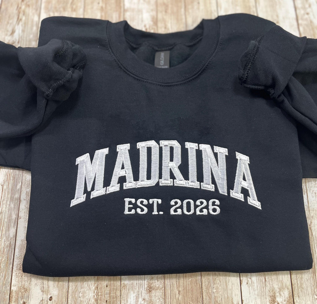 Madrina embroidered soft and cozy sweatshirt. Perfect for your favorite Madrina!