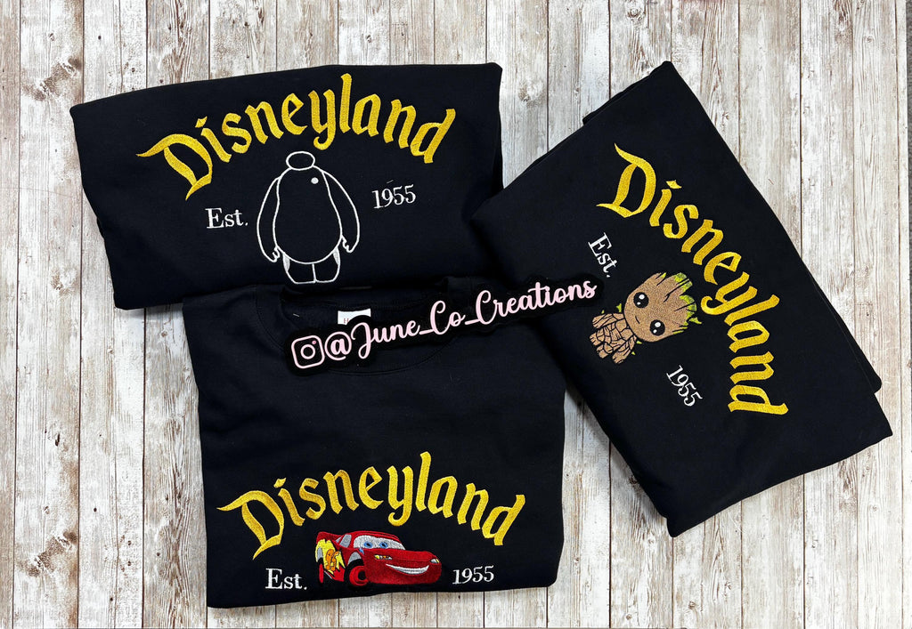 Disneyland Character. Cozy embroidered Sweatshirt. Featuring Disney classic icons. All the things you love Disney.