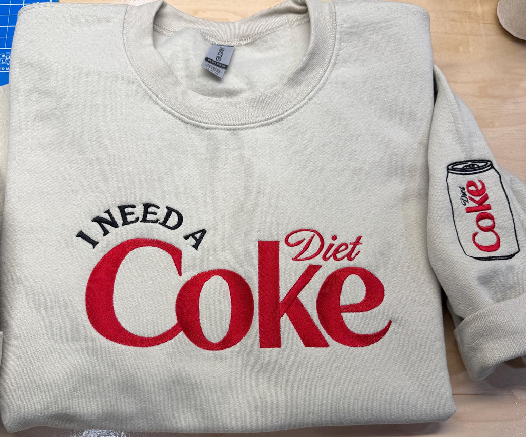 Embroidered Diet Coke Cozy Sweatshirt with Mini Can Detail