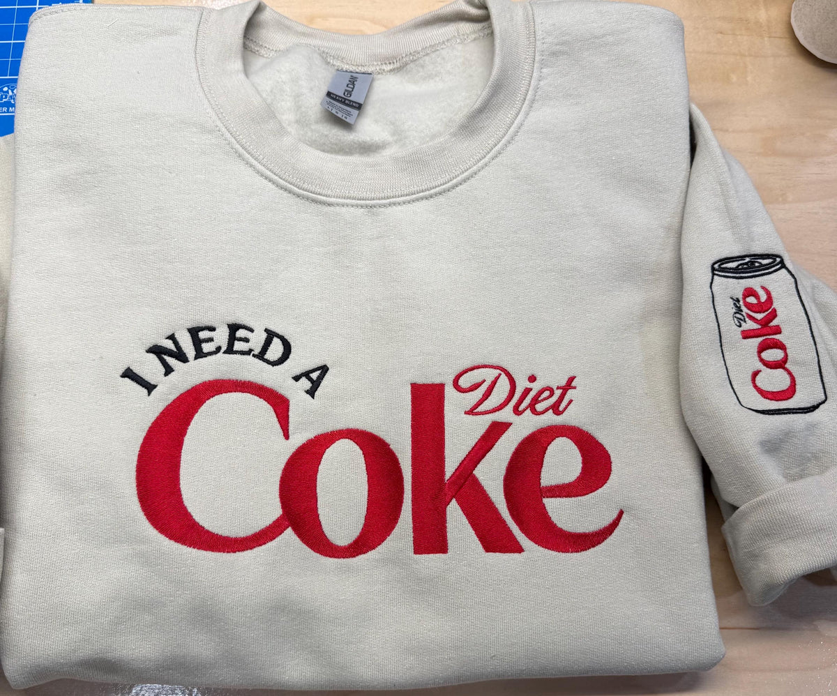 Embroidered Diet Coke Cozy Sweatshirt with Mini Can Detail