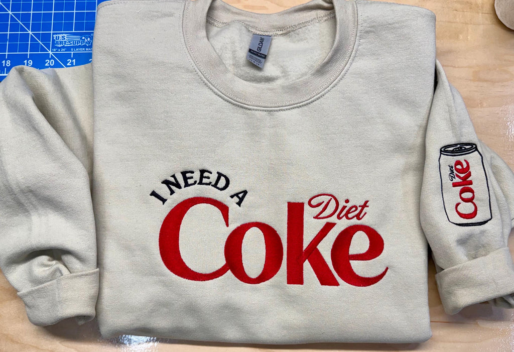 Embroidered Diet Coke Cozy Sweatshirt with Mini Can Detail