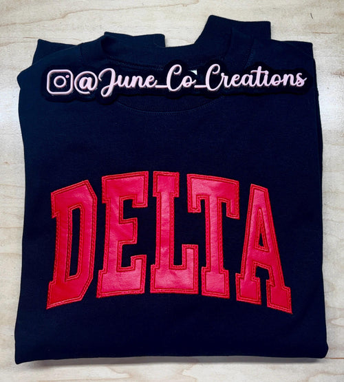 Delta Theta Sigma Embroidered Sweatshirt with Sleeve Embellishments