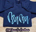 Mama script embroidered sweatshirt. Adorable and just in time for Mother’s Day
