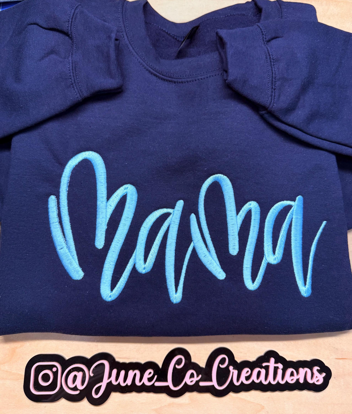 Mama script embroidered sweatshirt. Adorable and just in time for Mother’s Day