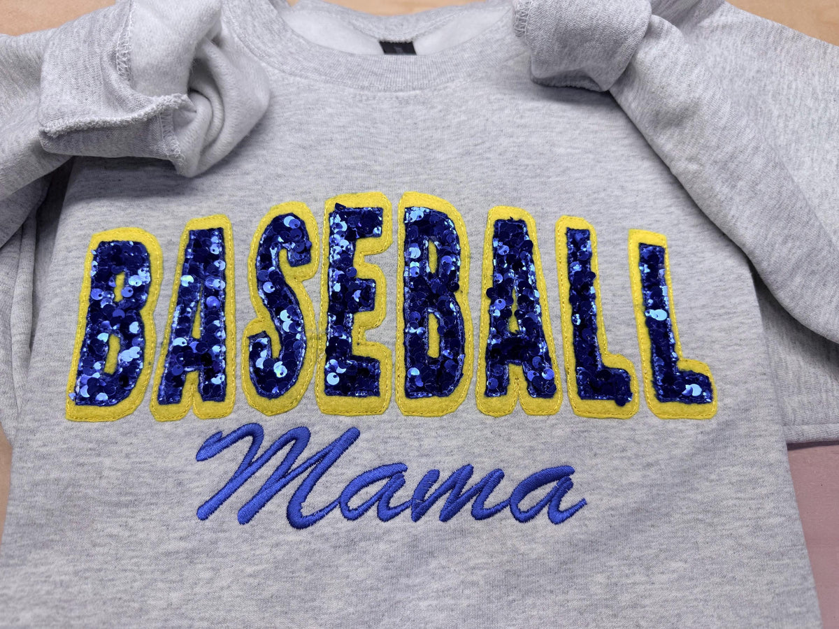 Baseball team spirit sequin embroidered sweatshirt.