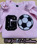 Soccer GO team spirit sequin embroidered sweatshirt.
