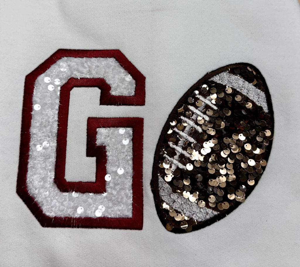 Football GO team spirit sequin embroidered sweatshirt.