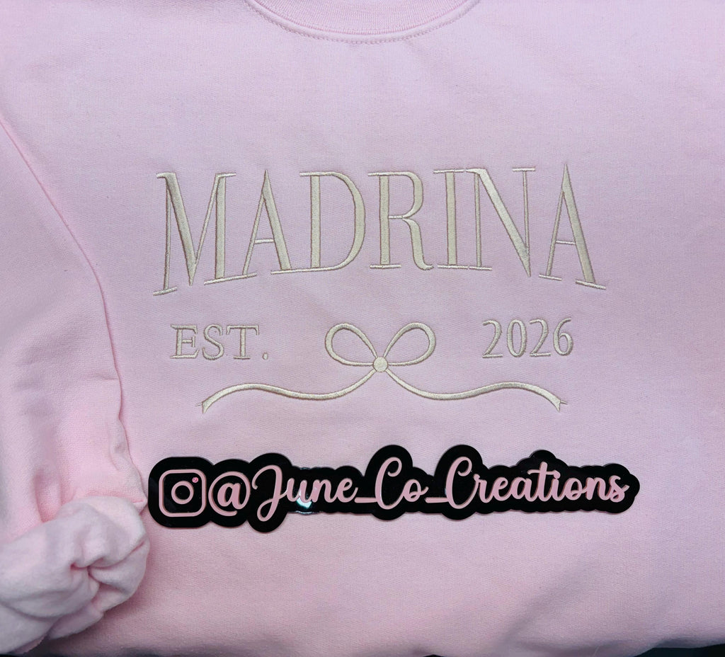 Embroidered Madrina Sweatshirt – Cozy Fleece, Made to Order
