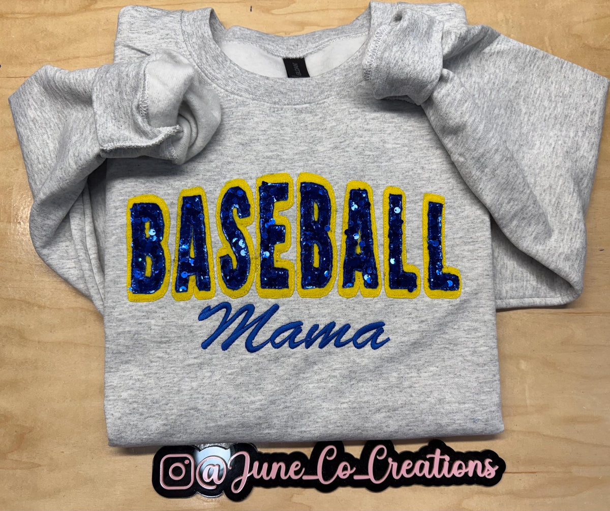 Baseball team spirit sequin embroidered sweatshirt.