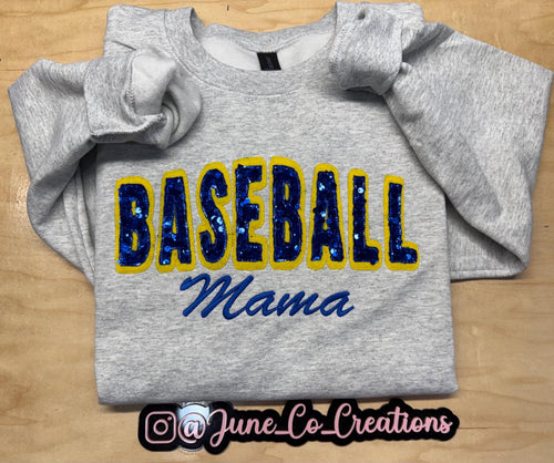 Baseball team spirit sequin embroidered sweatshirt.