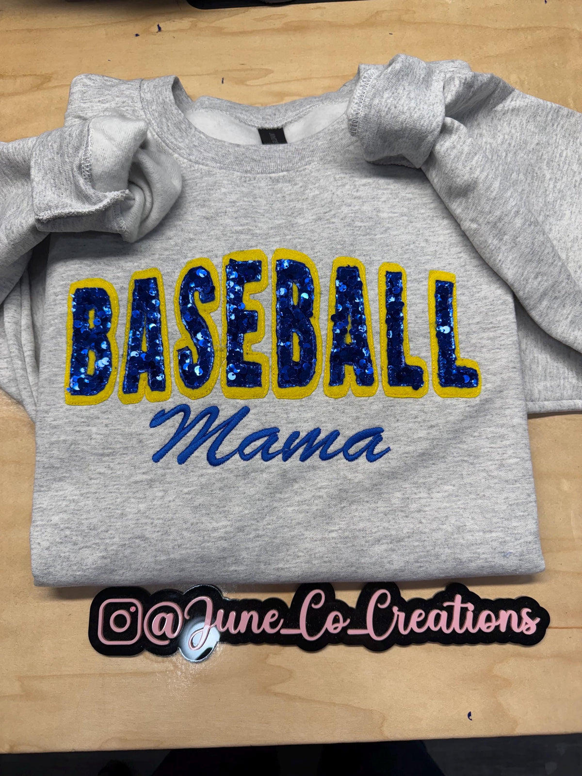 Baseball team spirit sequin embroidered sweatshirt.