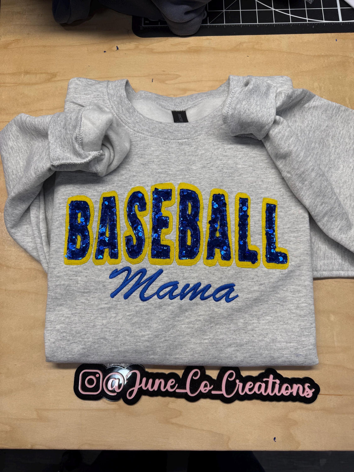 Baseball team spirit sequin embroidered sweatshirt.