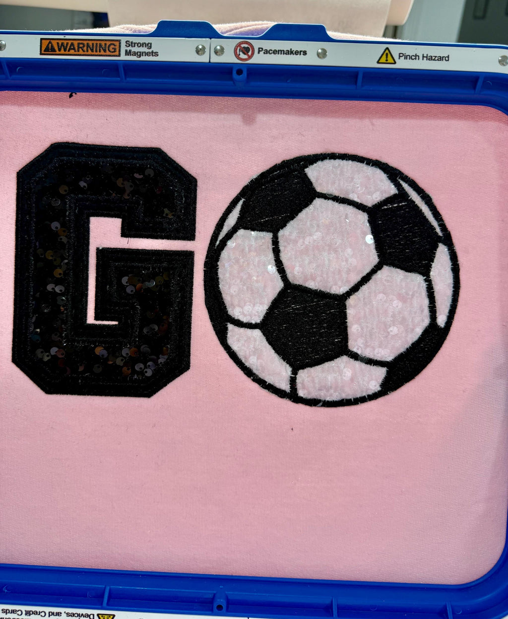 Soccer GO team spirit sequin embroidered sweatshirt.