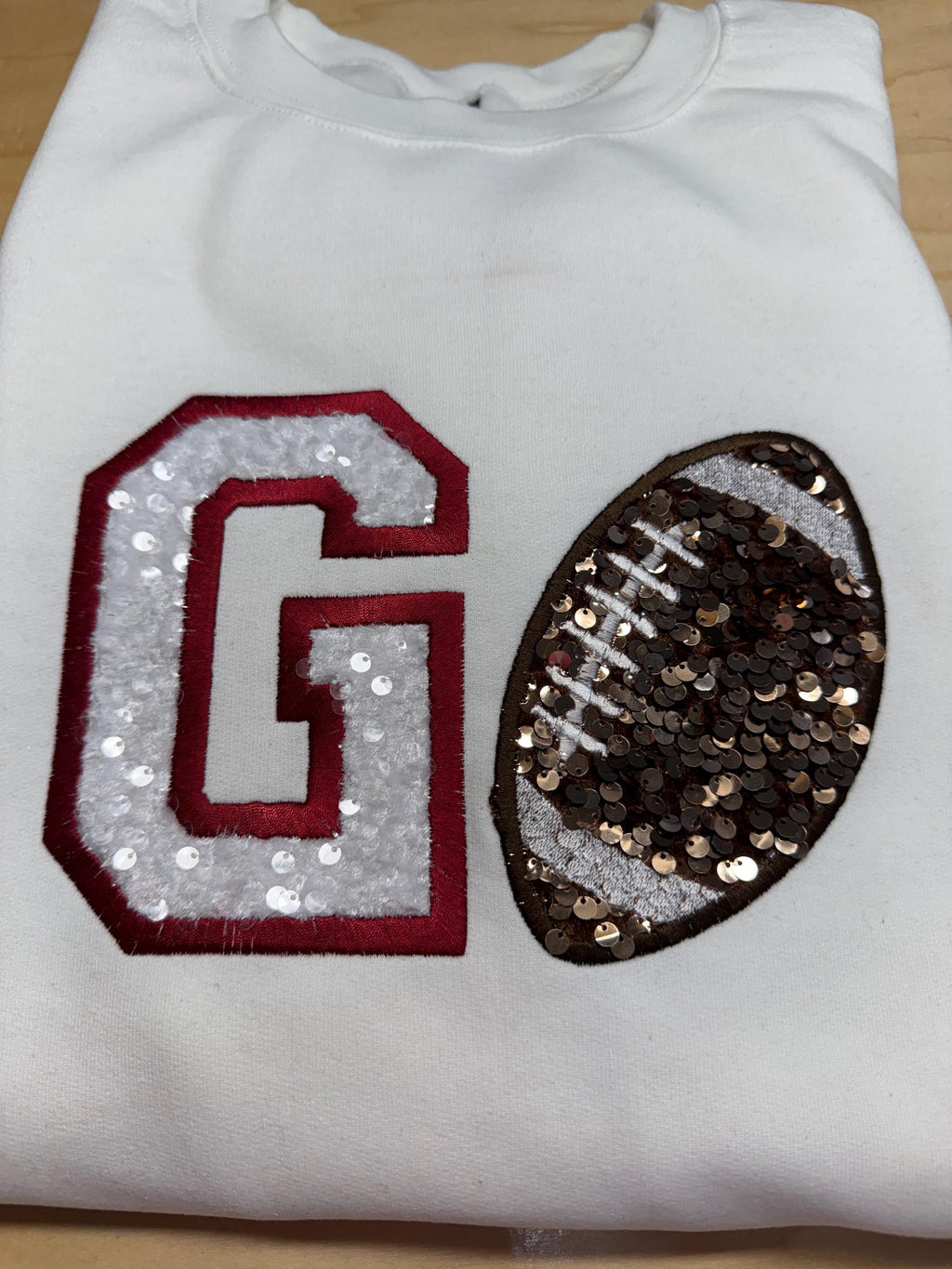 Football GO team spirit sequin embroidered sweatshirt.