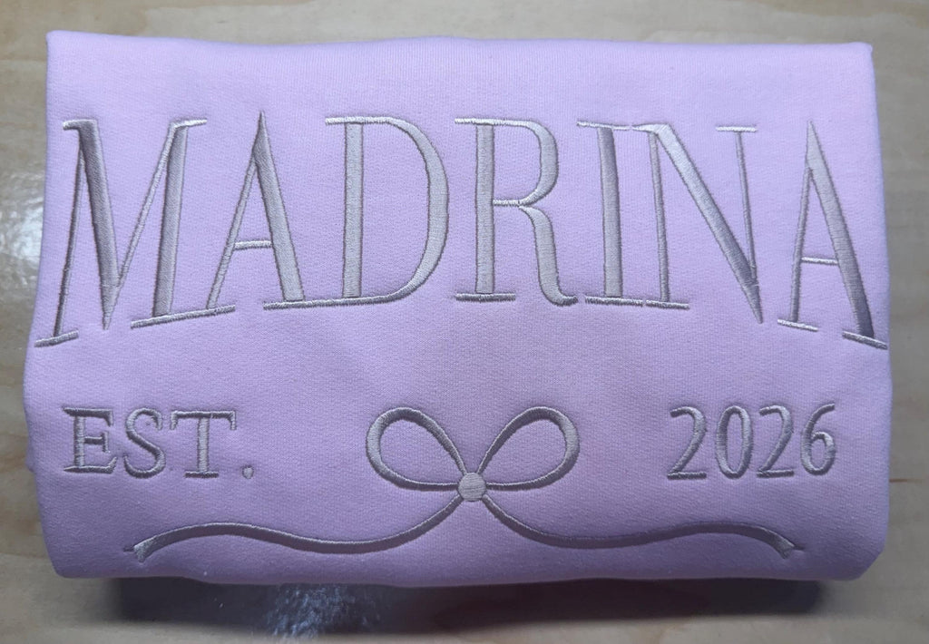 Embroidered Madrina Sweatshirt – Cozy Fleece, Made to Order