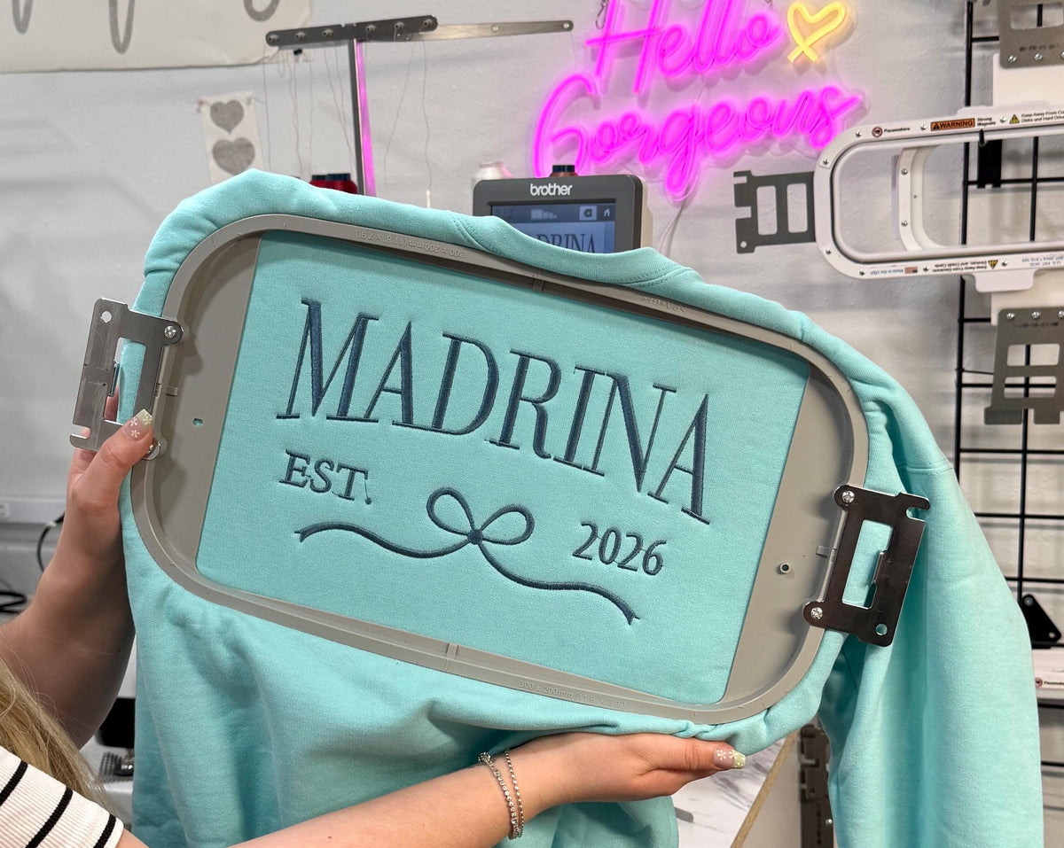 Embroidered Madrina Sweatshirt – Cozy Fleece, Made to Order