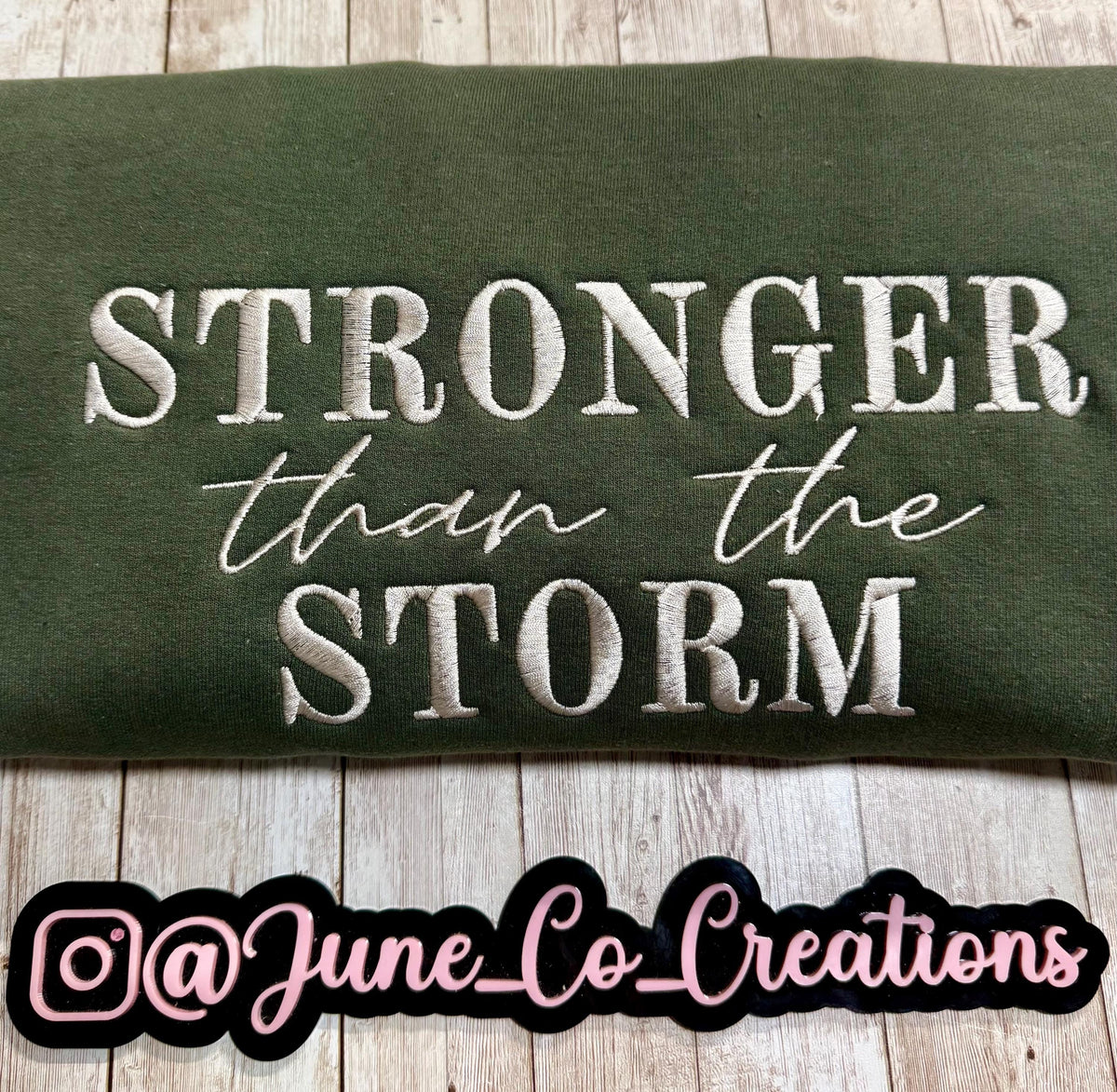 Stronger than the storm embroidered sweatshirt. Strength. Mental health