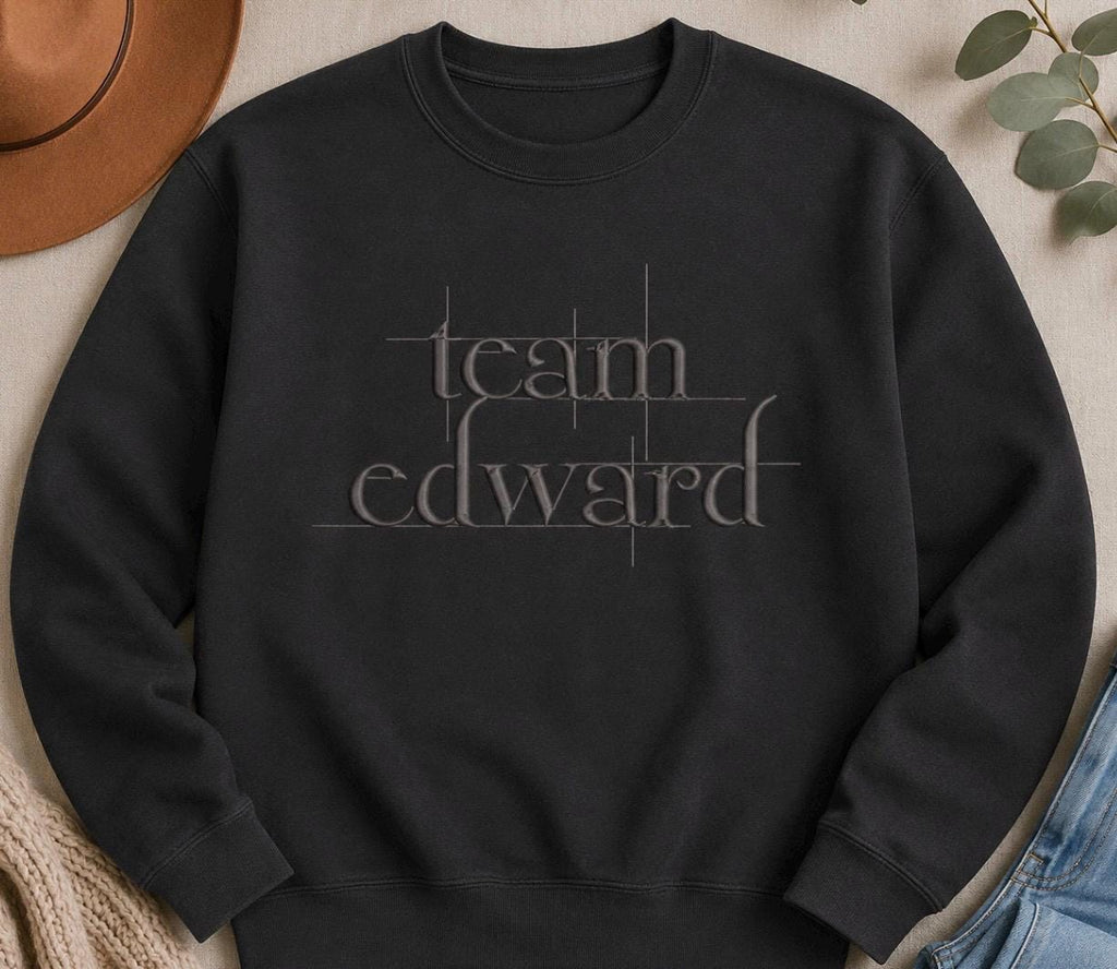 Embroidered Team Edward Sweatshirt, Twilight Inspired Crewneck, Vampire, Romance Sweatshirt, Bella Swan Fan Gift, Cozy Booktok Sweatshirt.