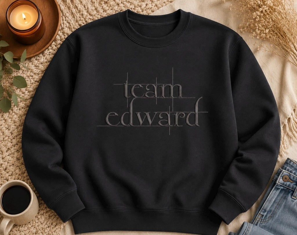 Embroidered Team Edward Sweatshirt, Twilight Inspired Crewneck, Vampire, Romance Sweatshirt, Bella Swan Fan Gift, Cozy Booktok Sweatshirt.
