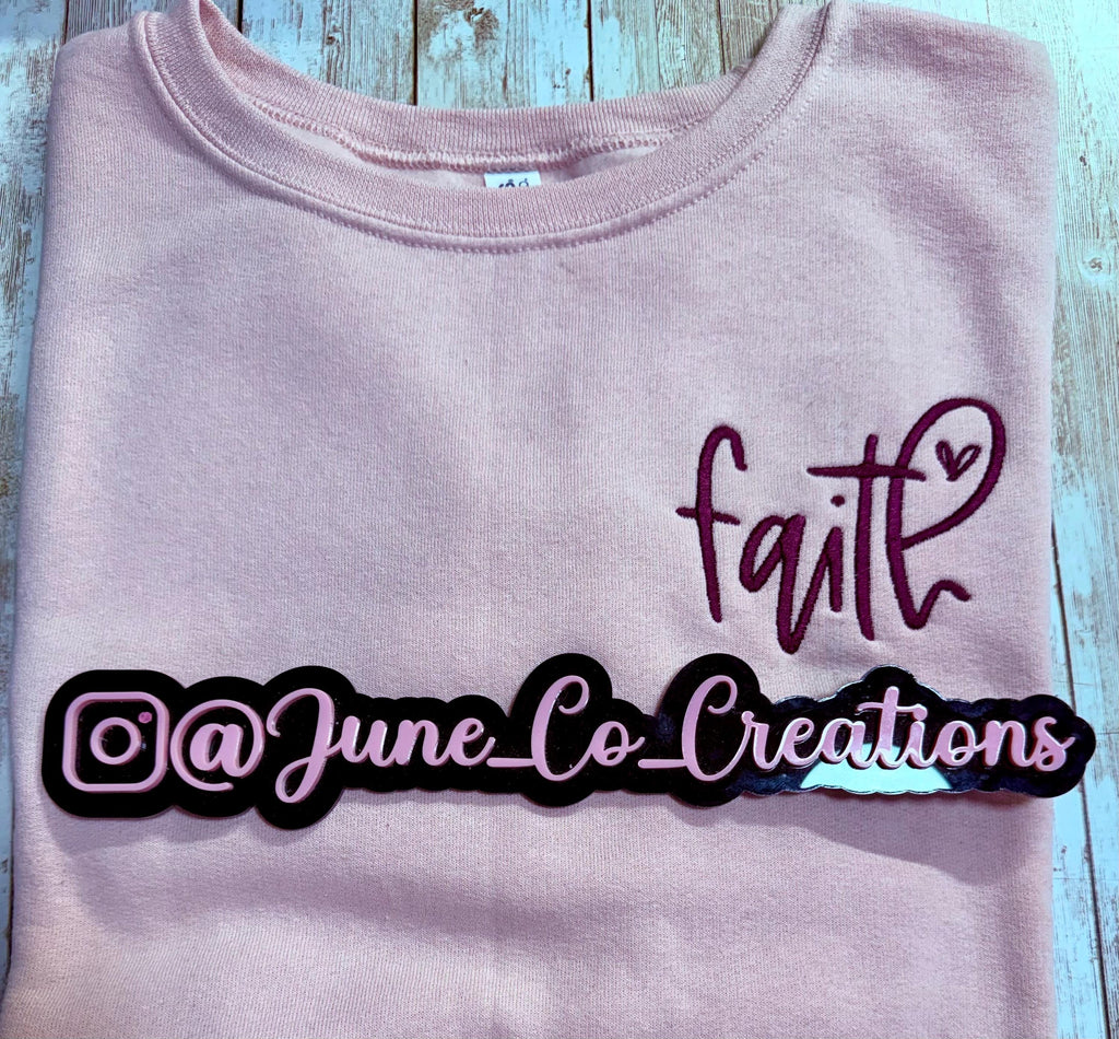 Faith embroidered sweatshirt. Cute cozy comfort sweatshirt, sealed with a heart