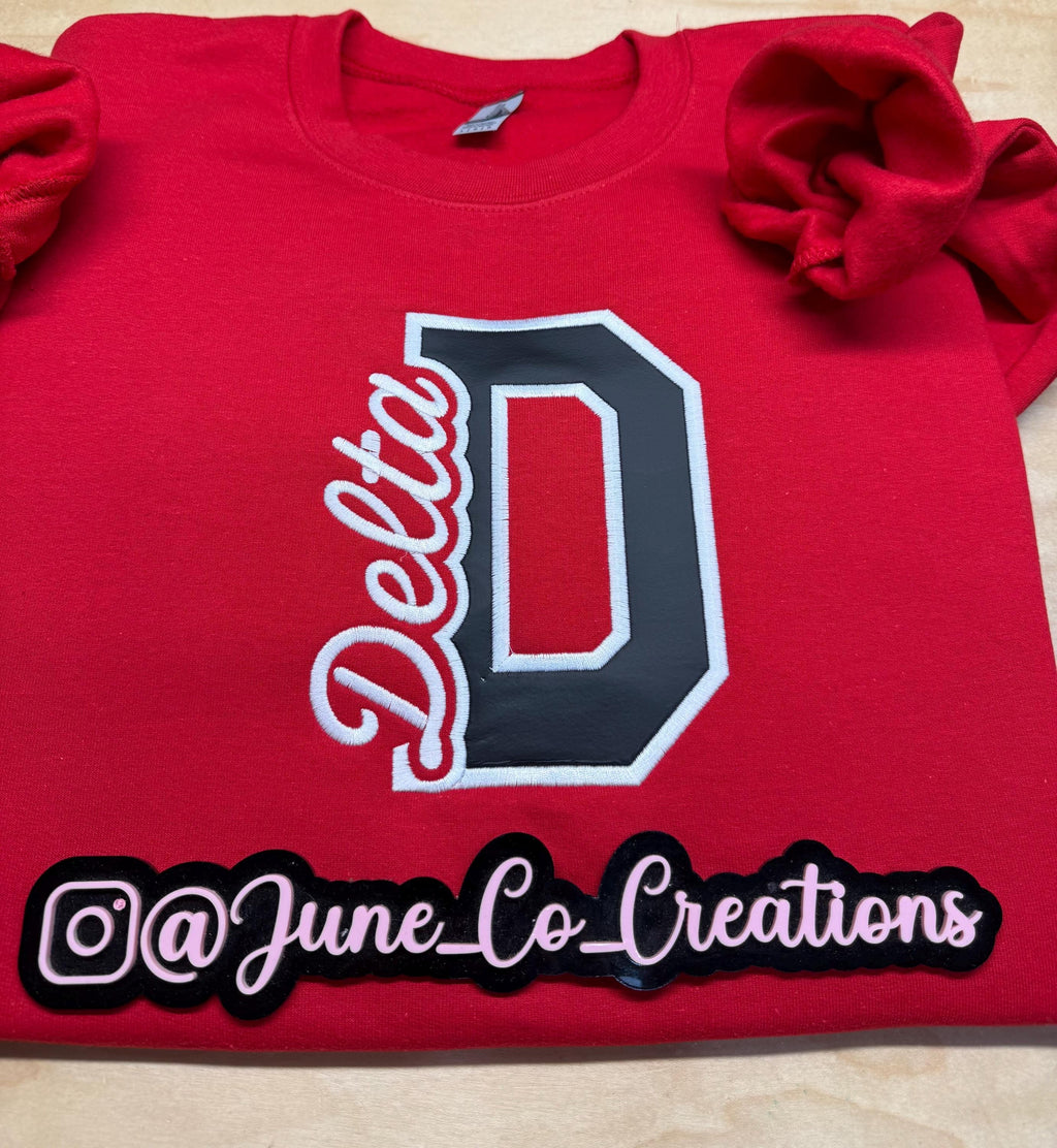 Delta Theta Sigma Embroidered Sweatshirt with Sleeve Embellishments