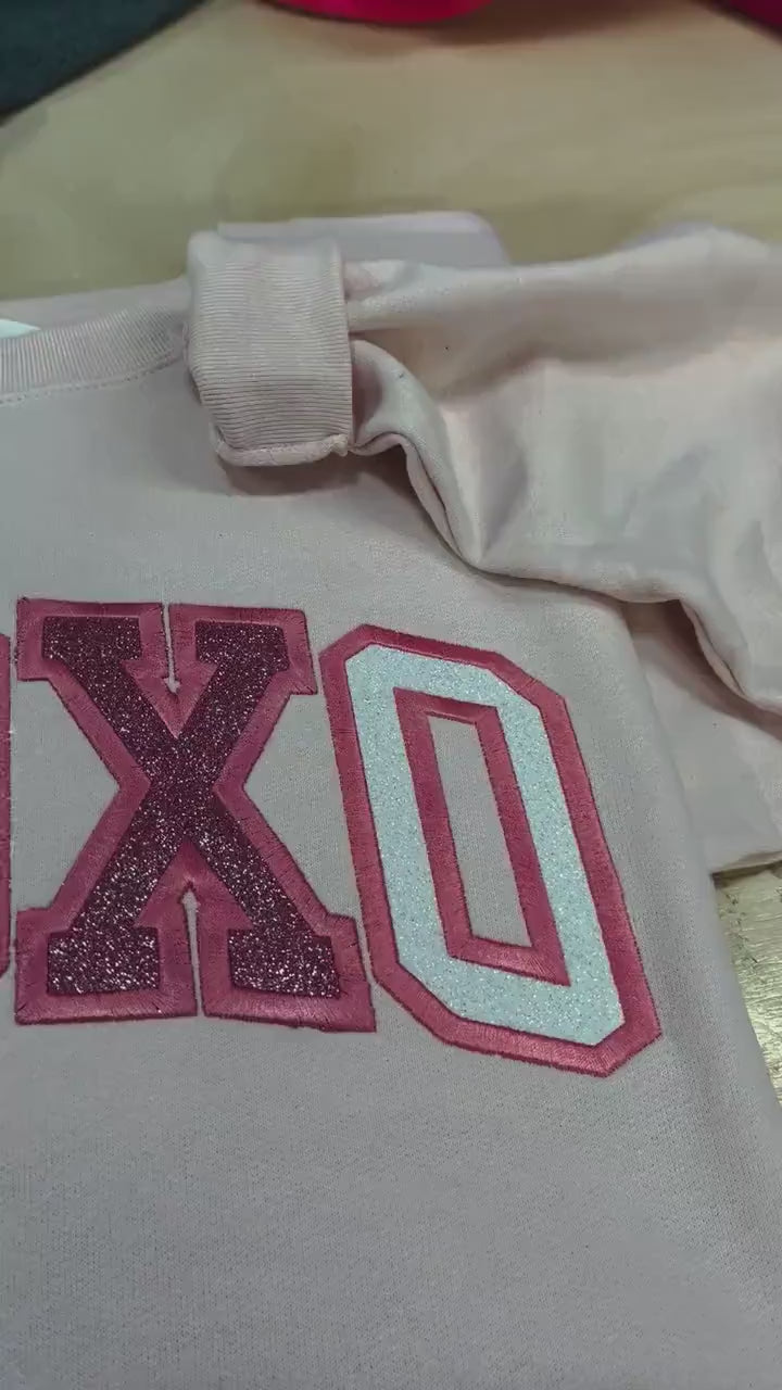 XOXO Love Sparkly Embroidered Sweatshirt